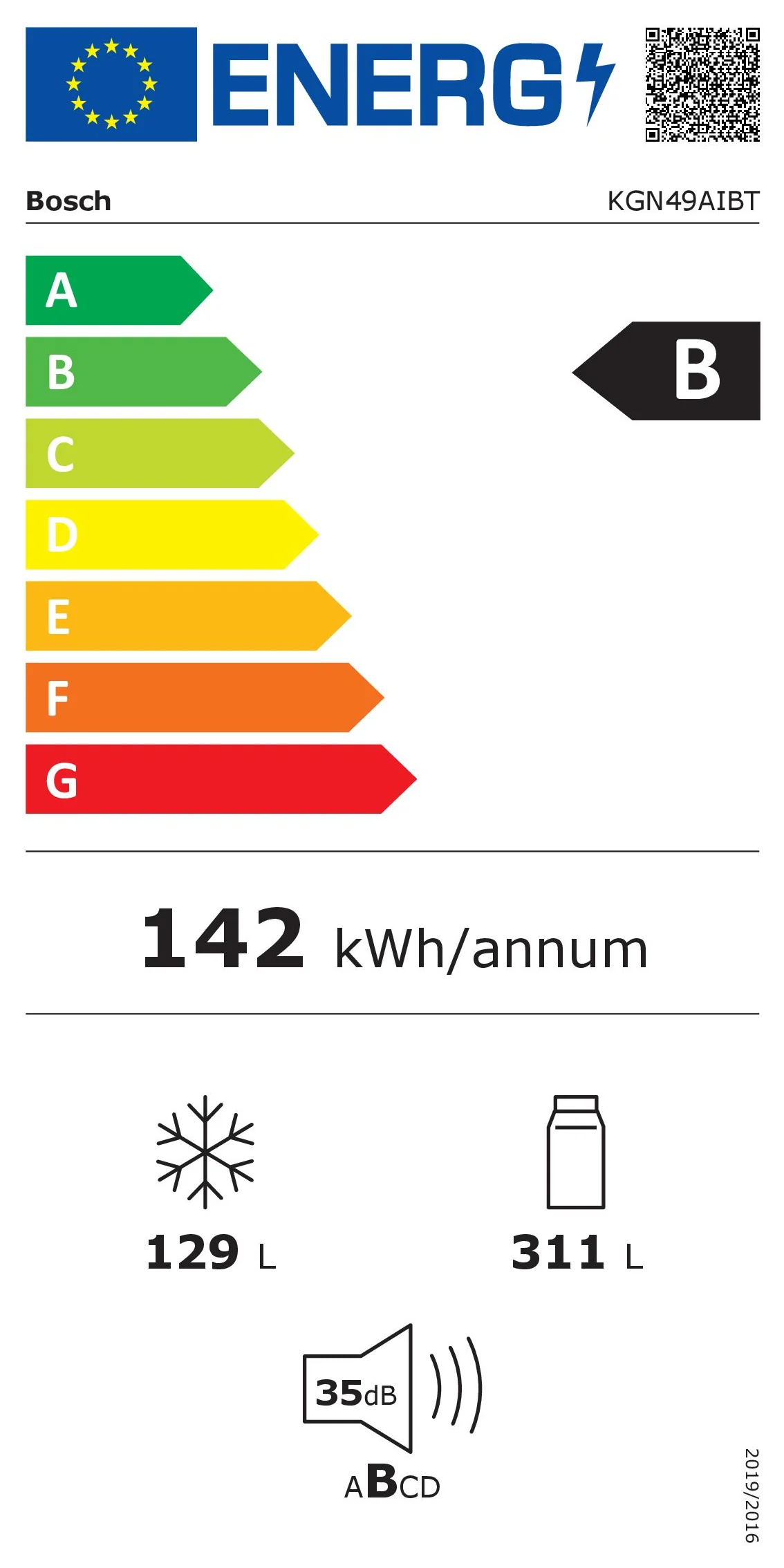 Réfrigérateur Avec Congélateur 440 L Reconditionné BOSCH KGN49AIBT - Image 9